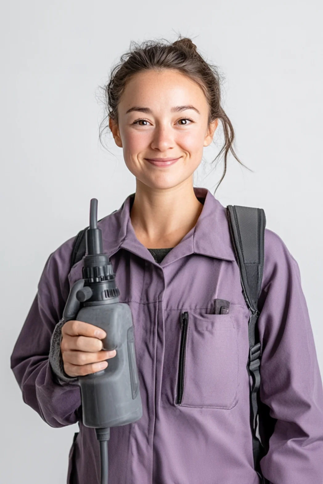 A cleaner working through a bright family living room